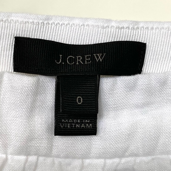 NWOT J.Crew White Linen Ruffle Faux Wrap Mini Skirt, Size 0 - Picture 4 of 6